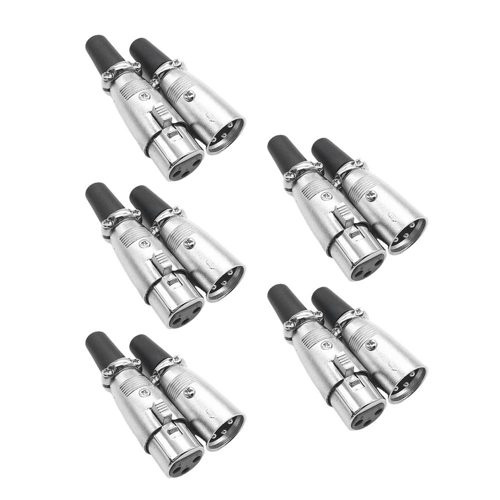 5 Pair XLR 3-Pin Female Male Microphone Adapter Cable Connect Plug