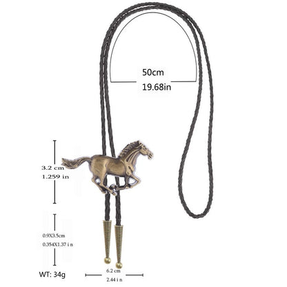 Bolo Tie for Mustang - Ancient Bronze Color Cowboy Design