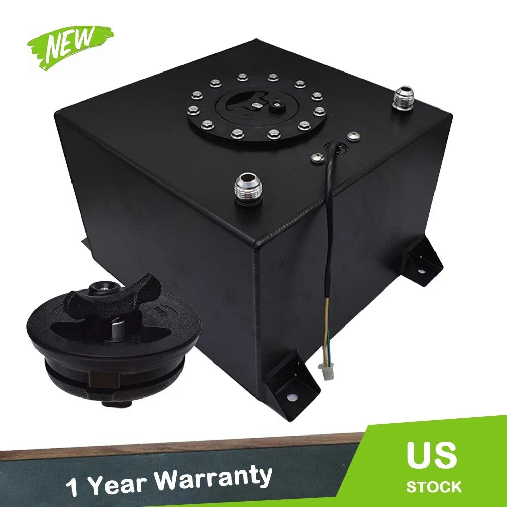 5 Gallon Coated Black Aluminum Fuel Cell Gas Tank & Level Sender for Racing/Drifting