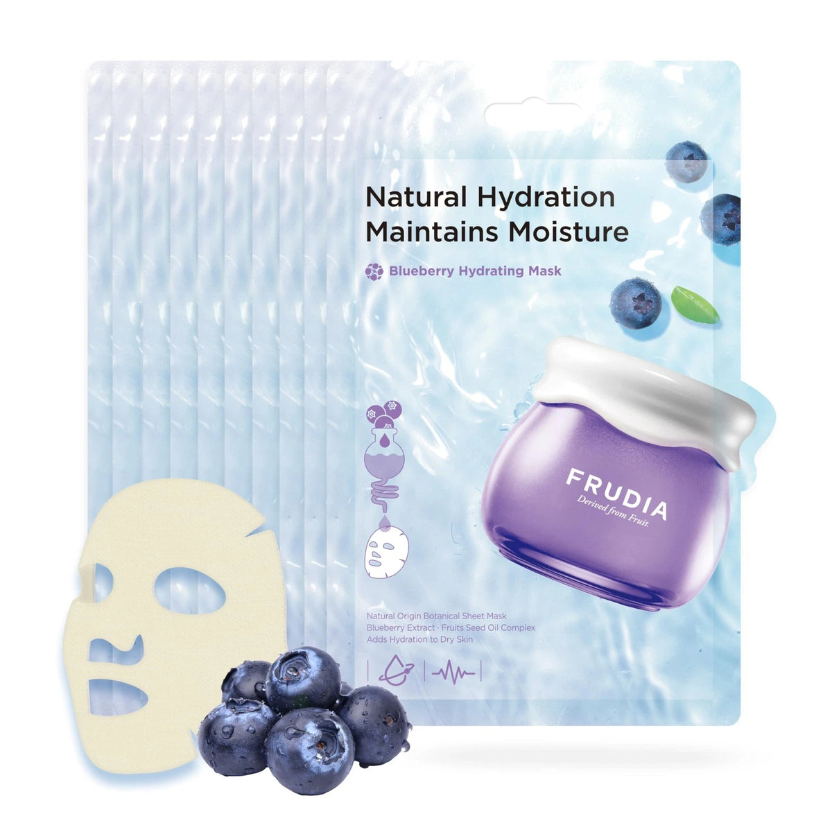 10 Pack Blueberry Hydrating Mask Sheets for Korean Skincare