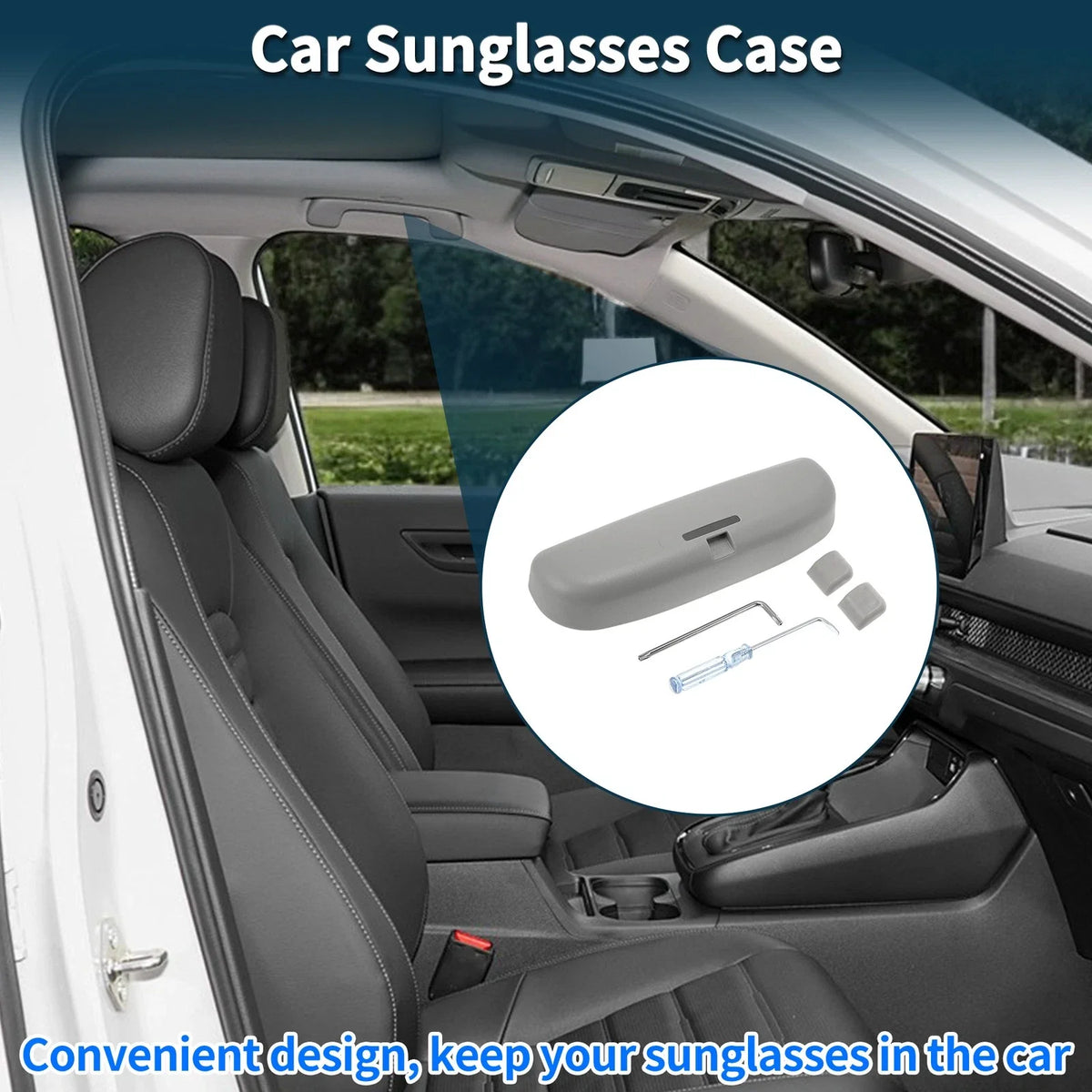 Sunglasses Case for Ford Everest (2015–2021) Eyeglasses Holder Storage Box Grey
