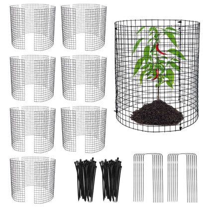 24 Pcs Round Plant Protector for Animals - Metal Mesh, Black