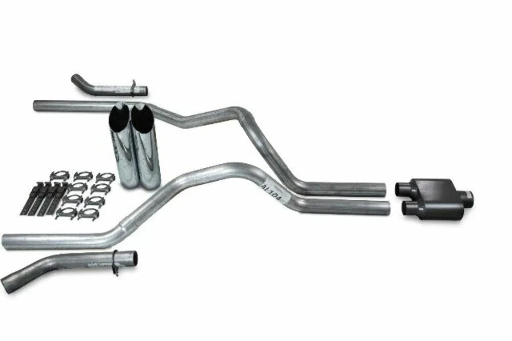 2.5" Dual Exhaust Kit for Chevy GMC 1500 (2019–2025) - 1 Chamber Slash Tips