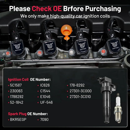 Set of 6 Ignition Coils for Kia Sedona 3.8L V6 (2006–2010)