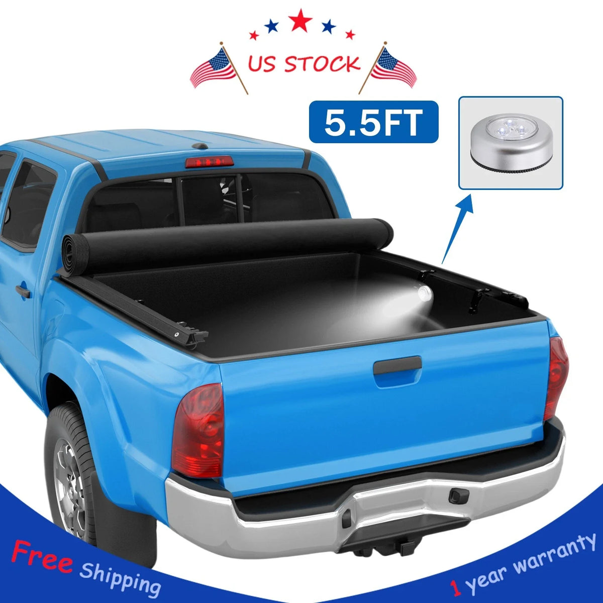 Roll Up Tonneau Cover for Toyota Tundra (2007–2021) 5.5 ft Short Bed