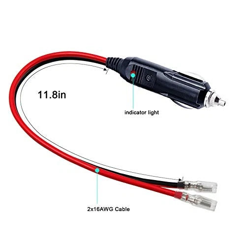 12Volt Replacement Cigarette Lighter Male Plug with Leads for Car
