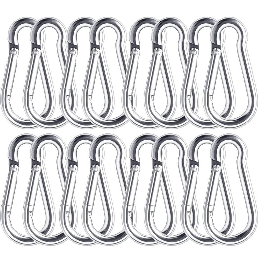 20Pcs Stainless Steel Carabiner Clip Spring Snap Hooks 1.57inch