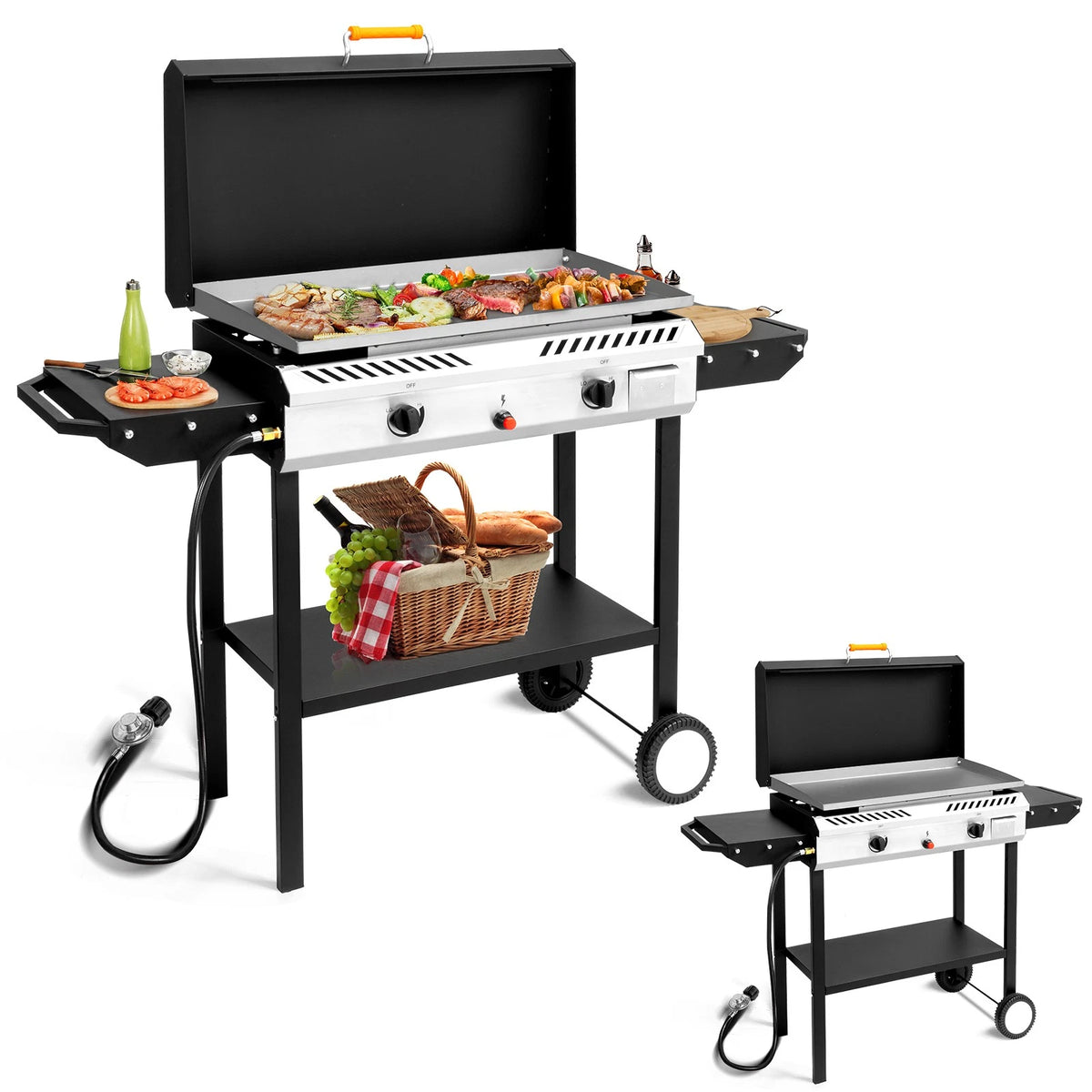 2 Burner Flat Top Griddle for Outdoor Cooking BBQ Garden