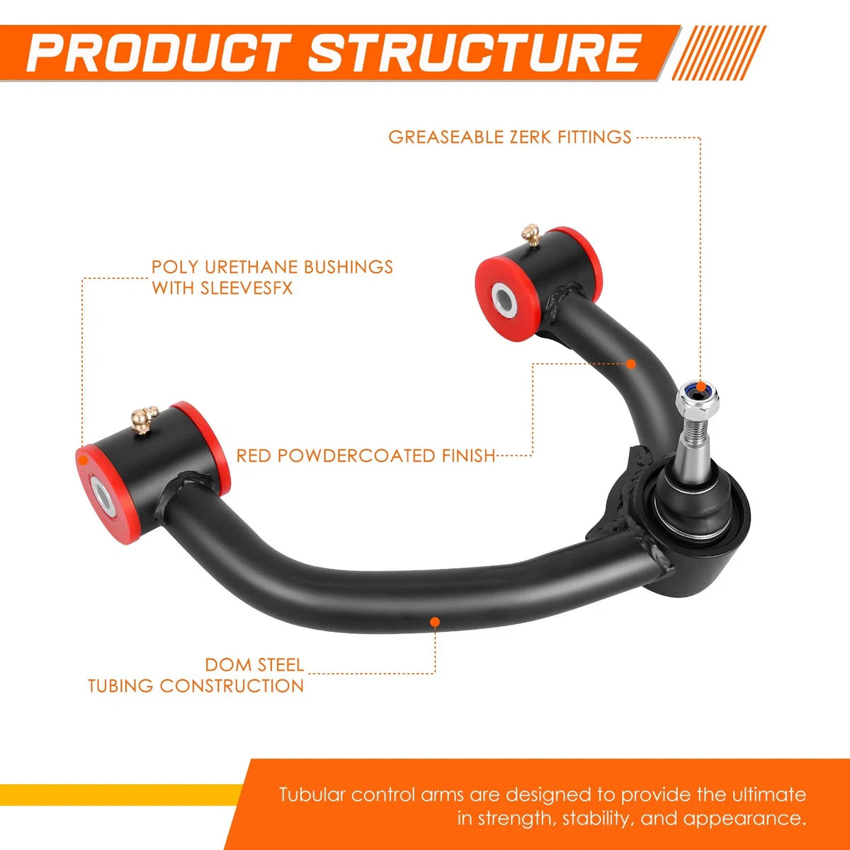 2X Front Upper Control Arms for Ford F-150 (2021–2025) - Red Powdercoated