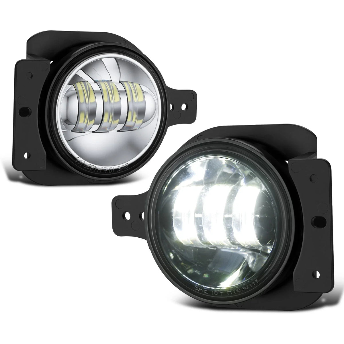 Set of 2 Chrome LED Projector Fog Lights for Jeep Wrangler JL Gladiator (2018–2026)