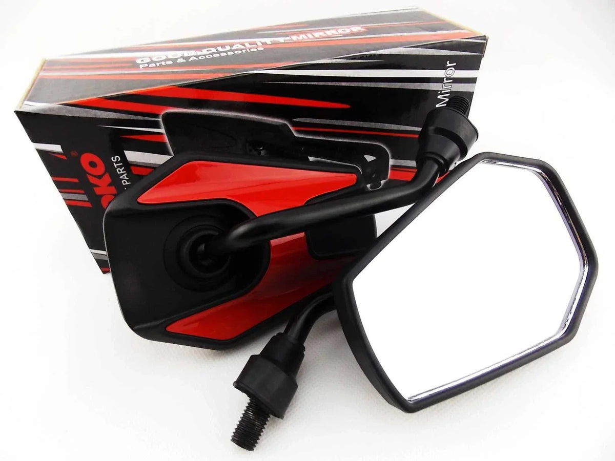 Black Red Hex Soko Mirrors for Honda CX500 Eurosport (1982)