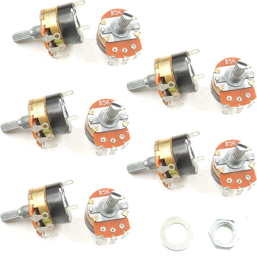 10PC Rotary Linear Potentiometer with SPST Switch, 5K Ohm
