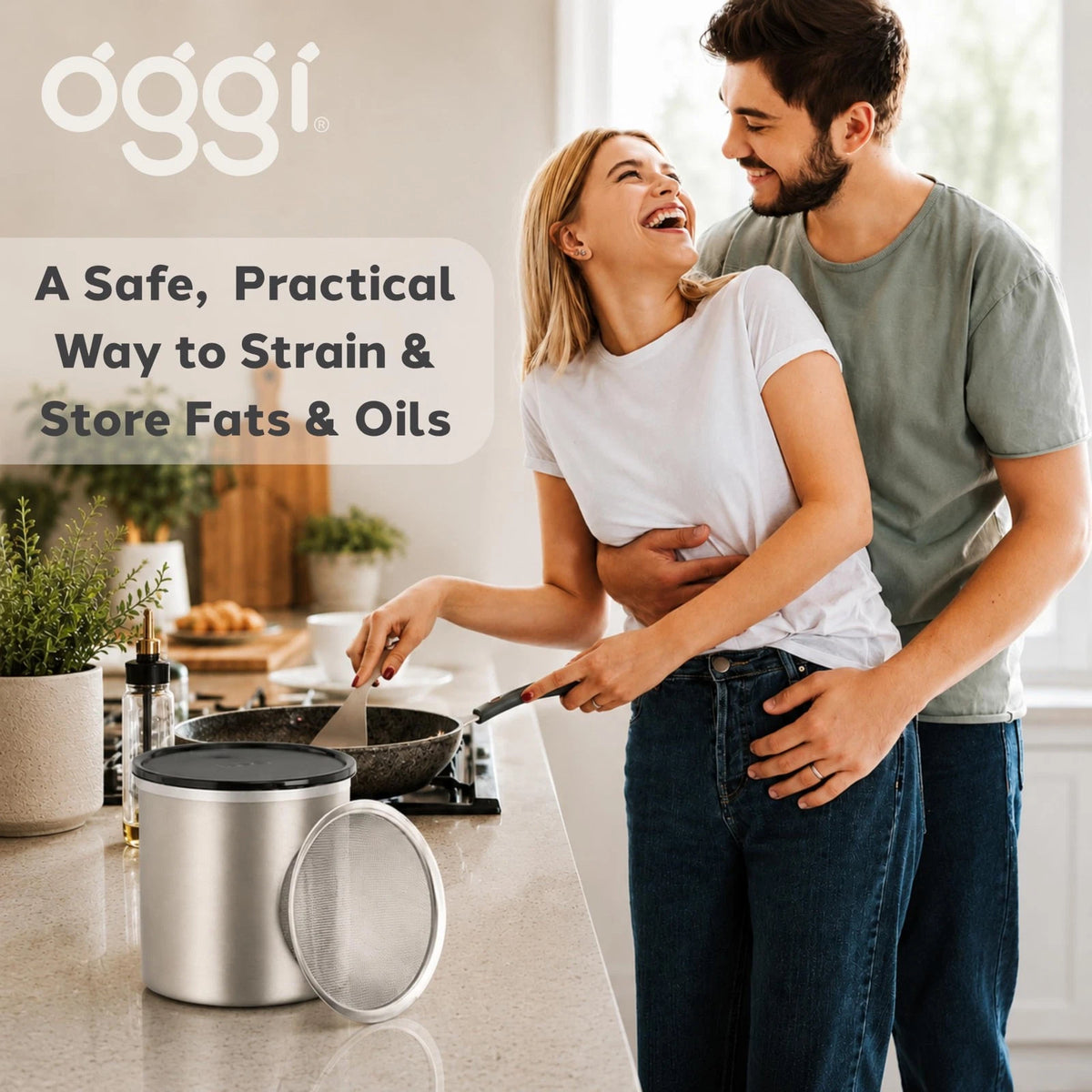 4 Quart Stainless Steel Jumbo Grease Container for Oggi