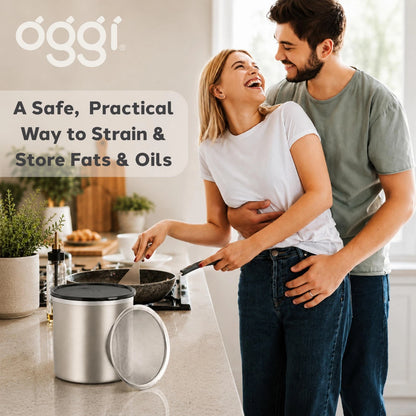 4 Quart Stainless Steel Jumbo Grease Container for Oggi