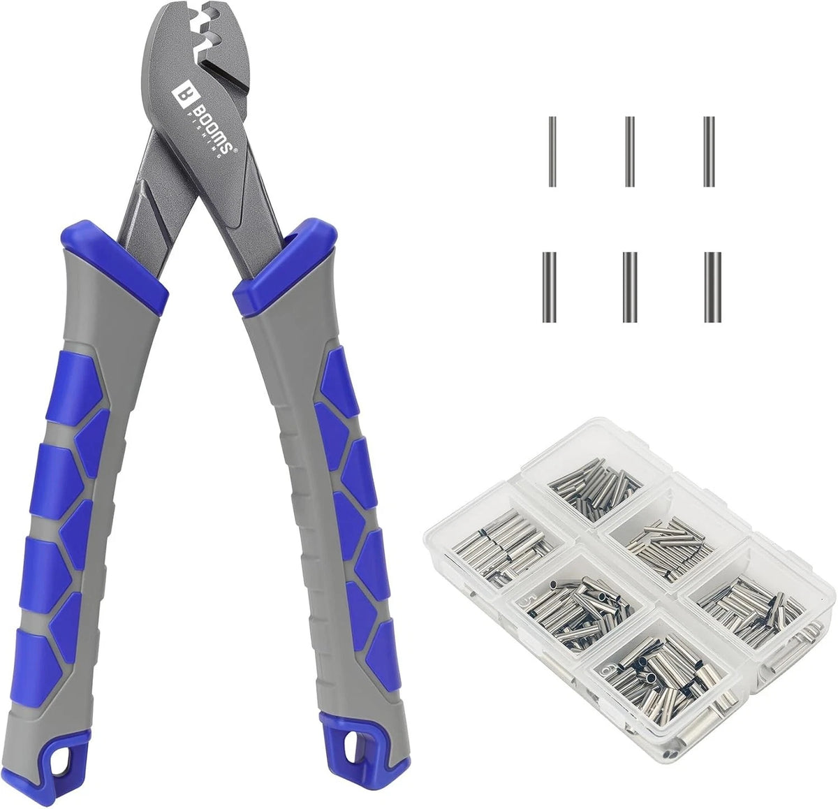 6.5in Crimping Tool Set with 300 Sleeves & Lanyard for Fishing Adventures