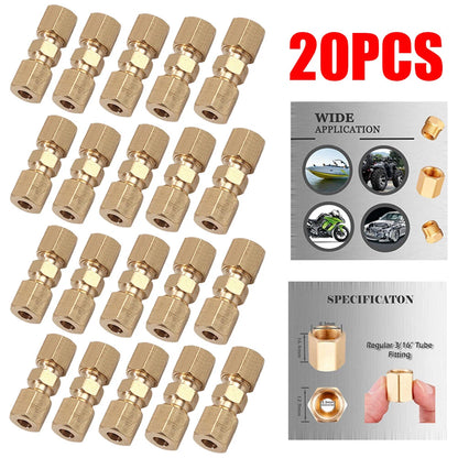 20PC Brass Compression Fittings for Hydraulic Brake Lines 3/16" OD