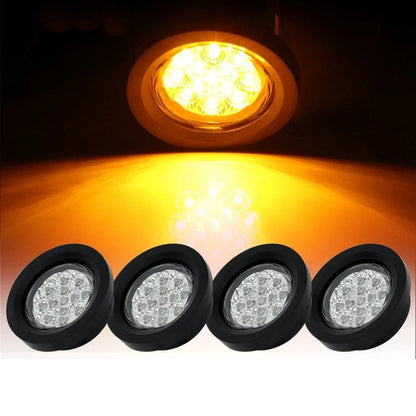 Set of 4 Amber 2.5" 13 LED Clear Lens Side Marker Lights for Trailer