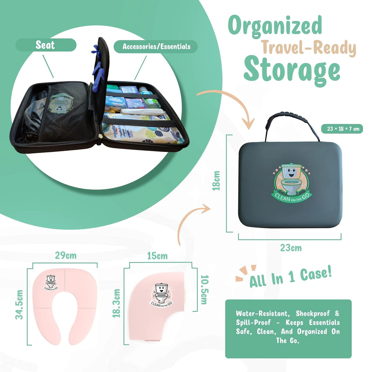 Travel Potty Seat for Toddler Toilet Training (Portable, Pink)