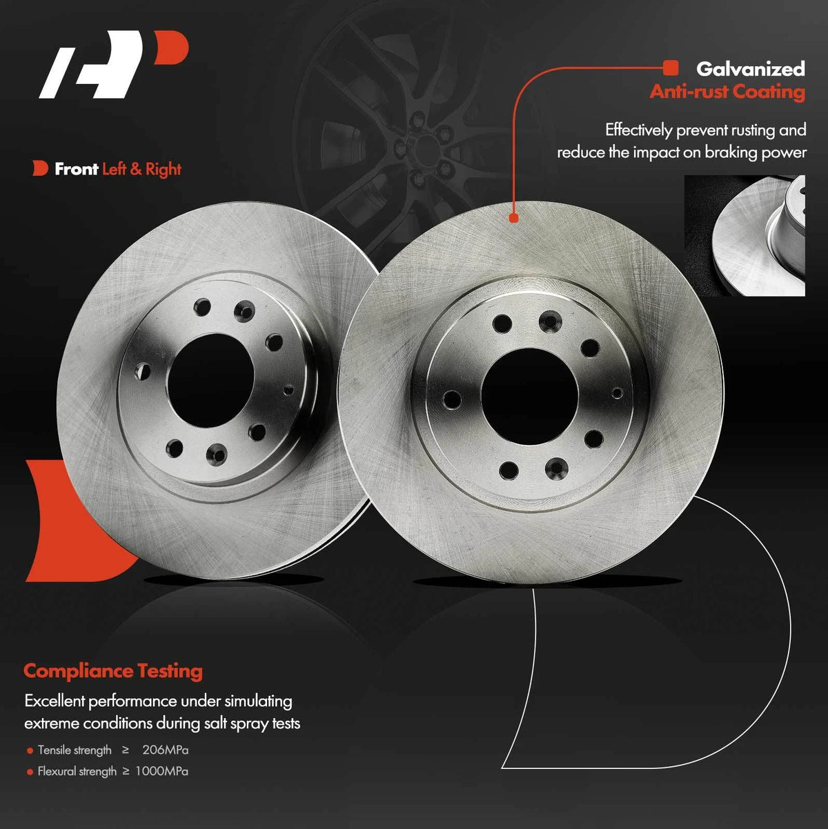 2X Disc Brake Rotors for Mazda MX-5 Miata (2006–2015) 12145075, BR900464, PRT5805