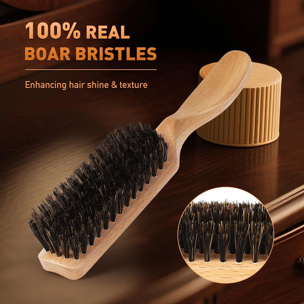Boar Bristle Hair Brush for Men - Slick Back Style (2010–2023)
