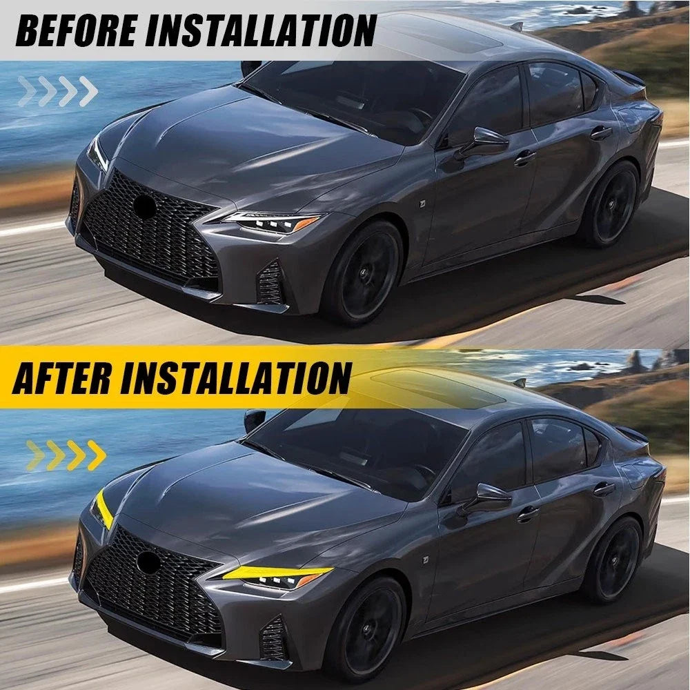 Amber DRL Headlight Vinyl Overlay Decals for Lexus IS300 IS350 IS500 (2021–2025)