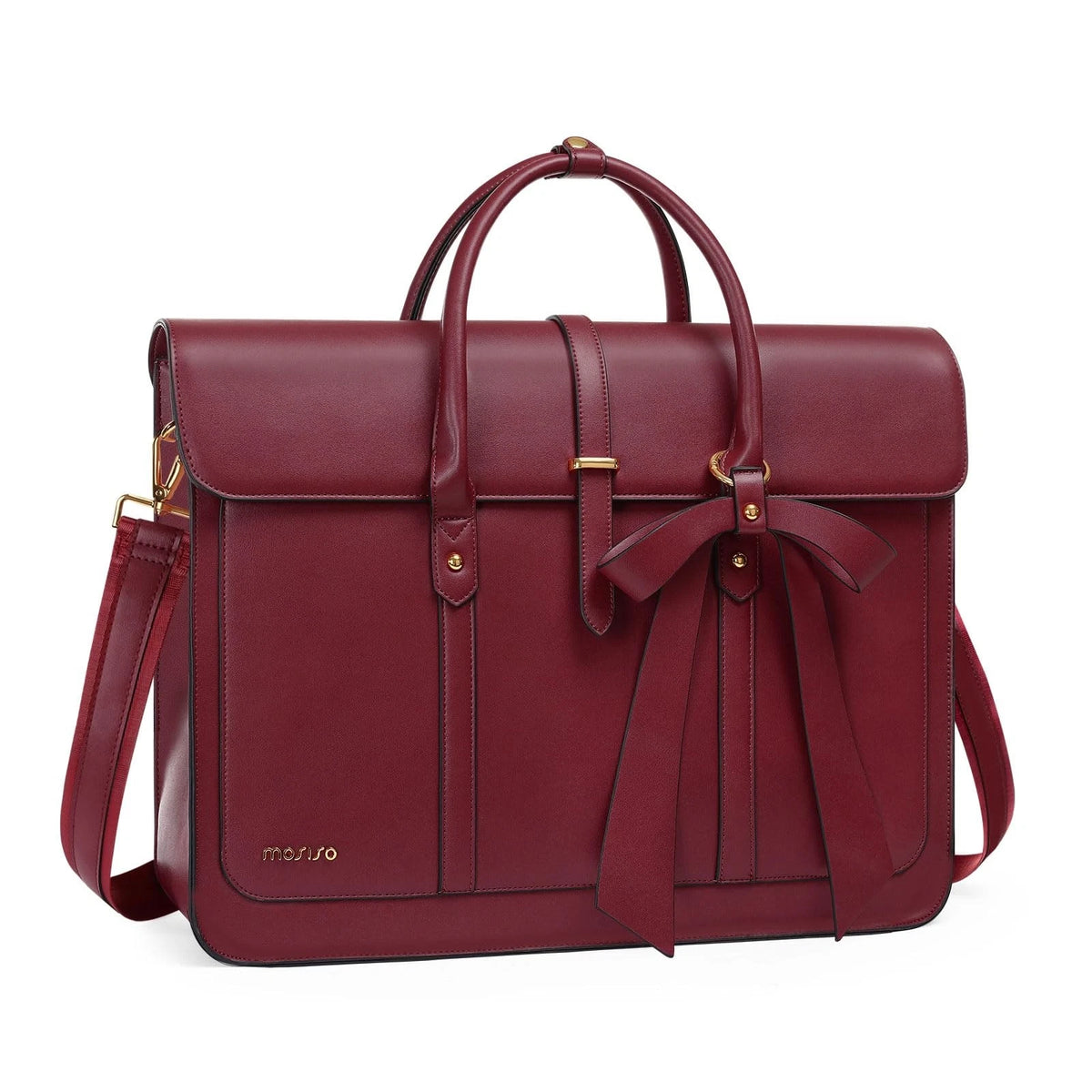 17 inch PU Leather Laptop Bag for Women (17.3) - Wine Red
