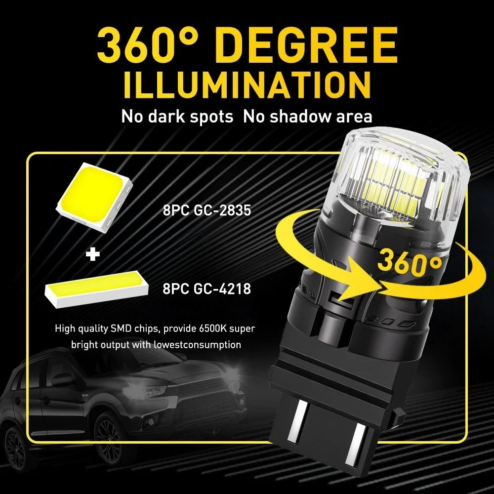 2X 3157 3156 16SMD LED Reverse Tail Brake Signal Light Bulb 6500K for