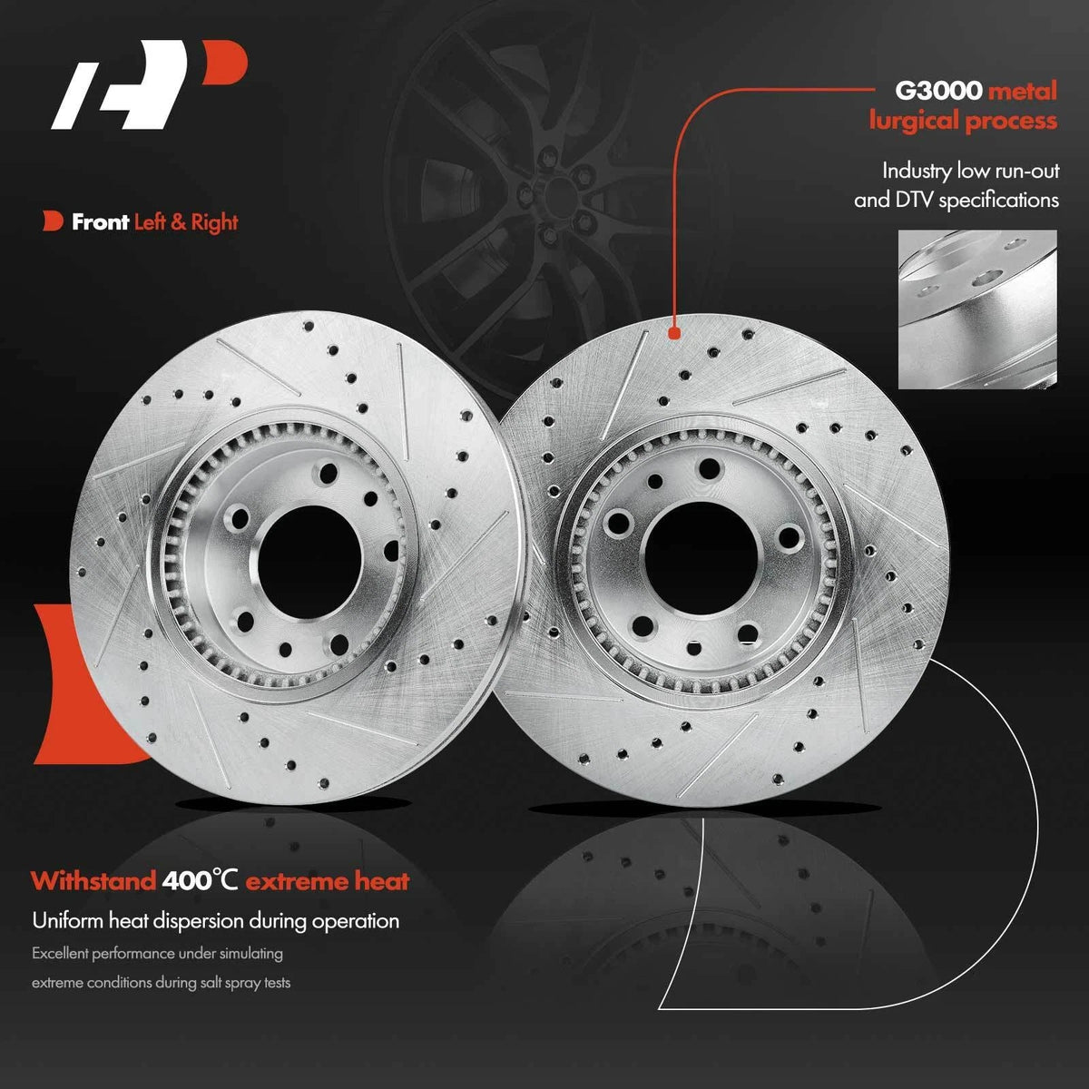 Front Drilled Brake Rotors & Pads for Ford Fusion Mazda 6 Lincoln Zephyr (2006–2012)