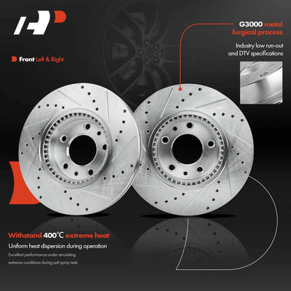 Front Drilled Brake Rotors & Pads for Ford Fusion Mazda 6 Lincoln Zephyr (2006–2012)