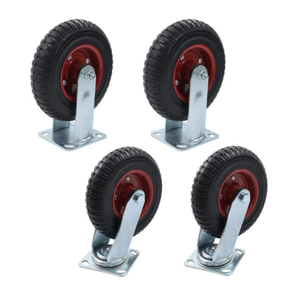 Set of 4 Heavy-Duty 8" Rubber Casters for Cart (Fixed & Swivel)