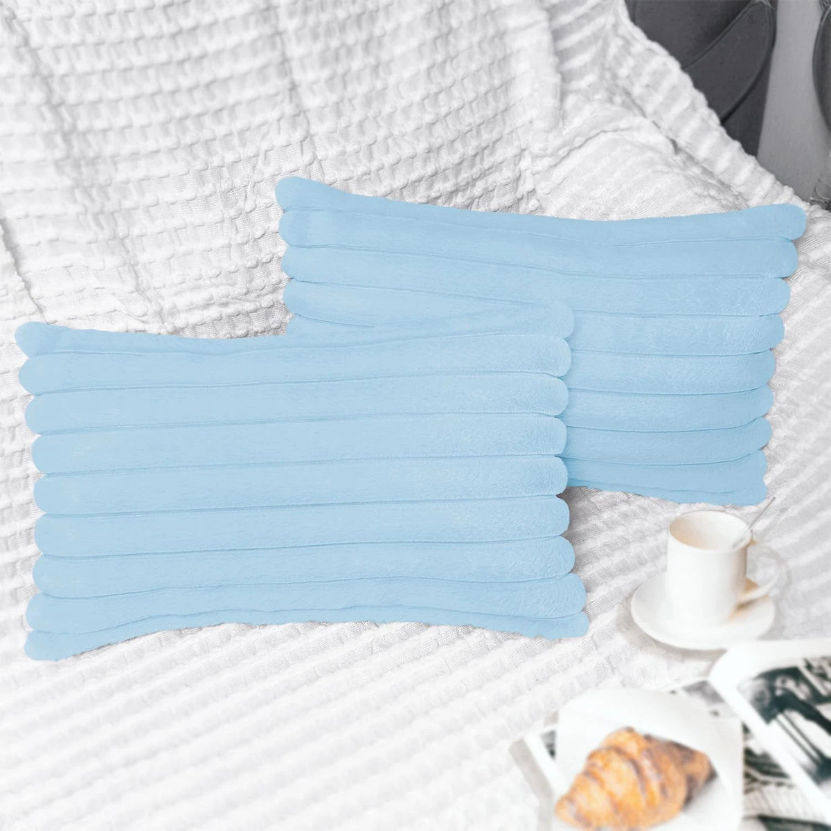 2 Pack Velvet Pillow Covers for - Light Blue 20" x 12"