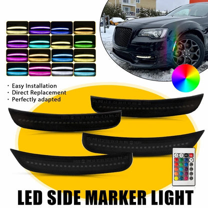 Set of 4 RGB LED Front Rear Marker Lights for Chrysler 300 (2015–2023)
