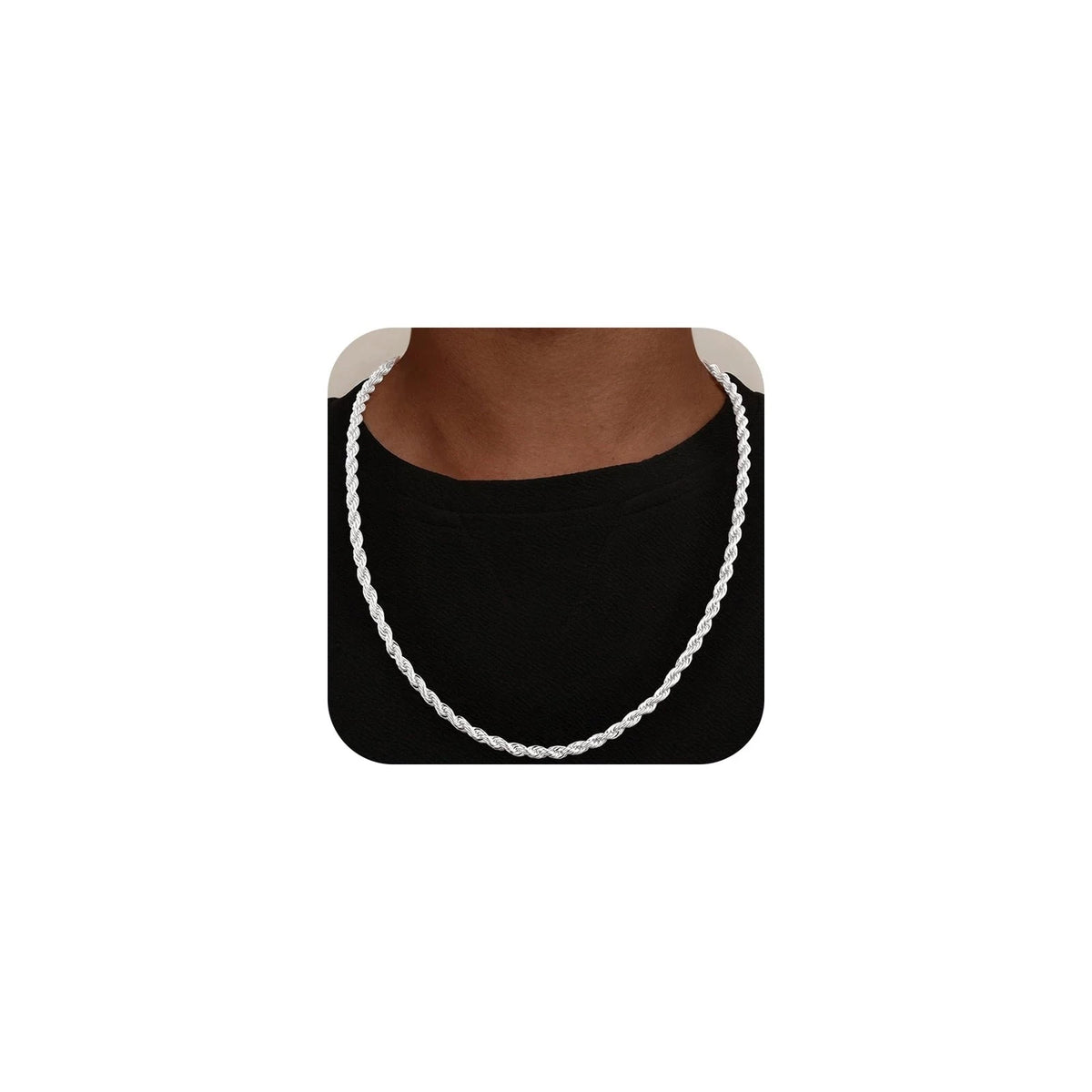 24-Inch 5mm Diamond Cut Rope Chain for Universal Use