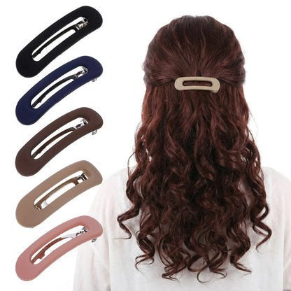 Set of 5 Flat Hair Barrettes Clips for (Multicolor)