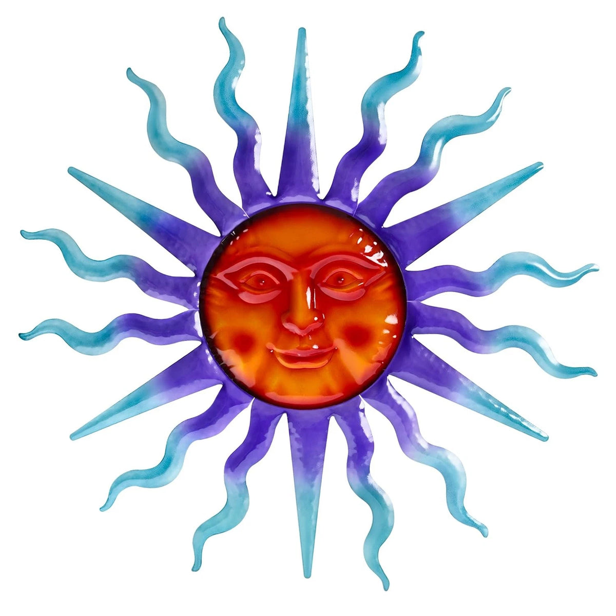 Large Metal Sun Wall Decor for Home Decor (30" x 30") - Blue and Purple