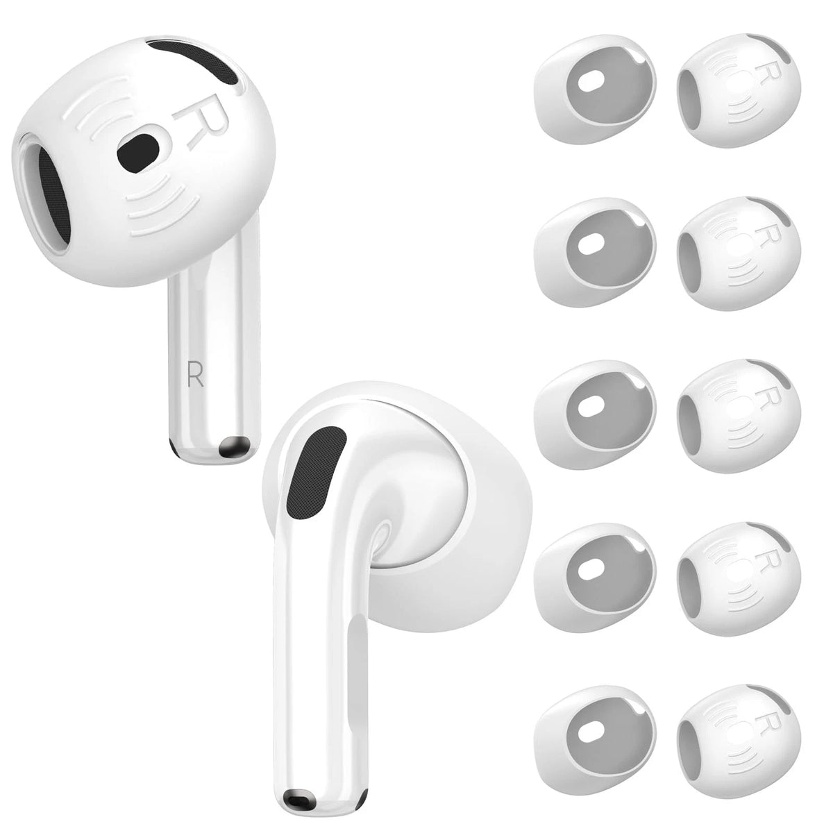 5 Pairs AirPods 4 Ear Tips Covers Sport Anti-Slip White