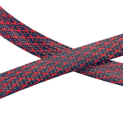 25Ft Expandable Braided Sleeving for Automotive Wiring (Black/Red)