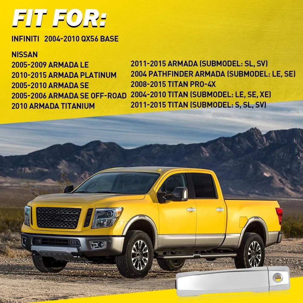 Set of 2 Chrome Exterior Door Handles for Nissan Titan (2004–2015)