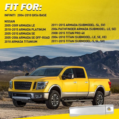 Set of 2 Chrome Exterior Door Handles for Nissan Titan (2004–2015)