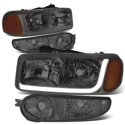 LED DRL Headlight Bumper Lamps Smoked Amber for GMC Sierra 1500 Denali (2002–2007)