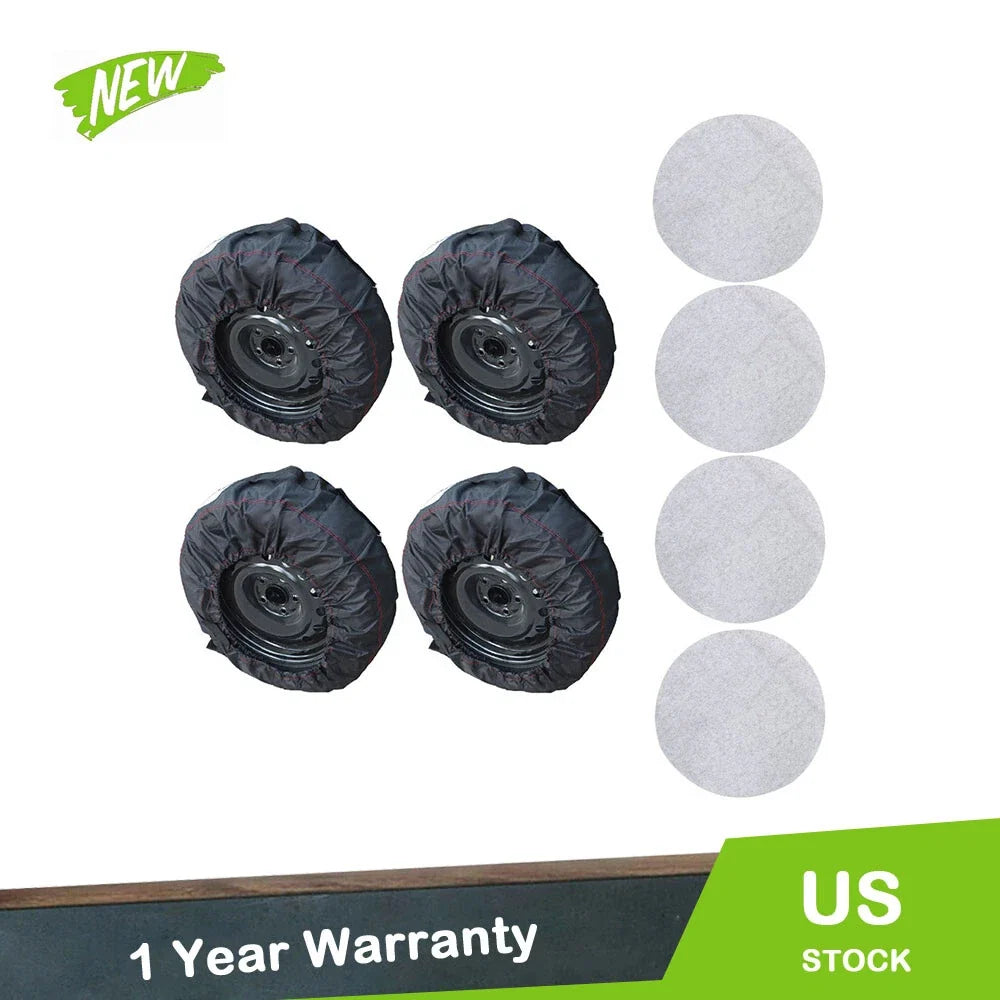 Set of 4 Tyre Bags for Black 420D and 600D with Handheld Dust Cover