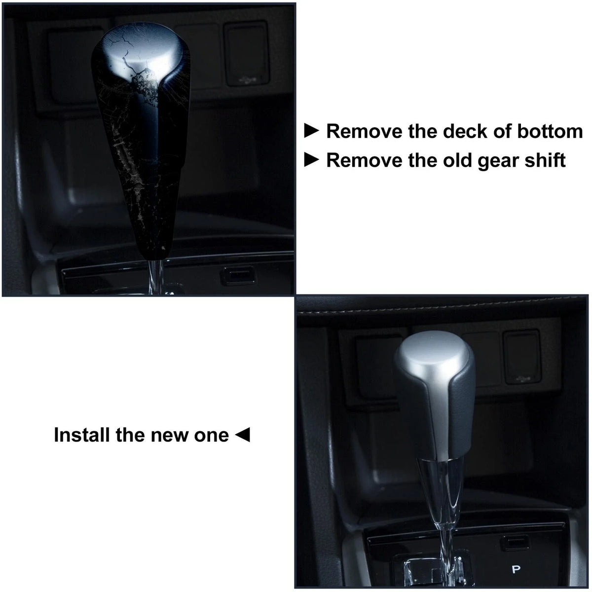 Shift Knob for Toyota 4Runner (2010–2023) Black Faux Leather Silver Tone