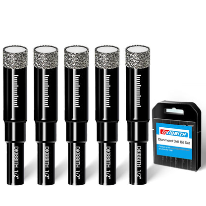 5-Pack 1/2" Diamond Core Drill Bits for Tile (12mm)