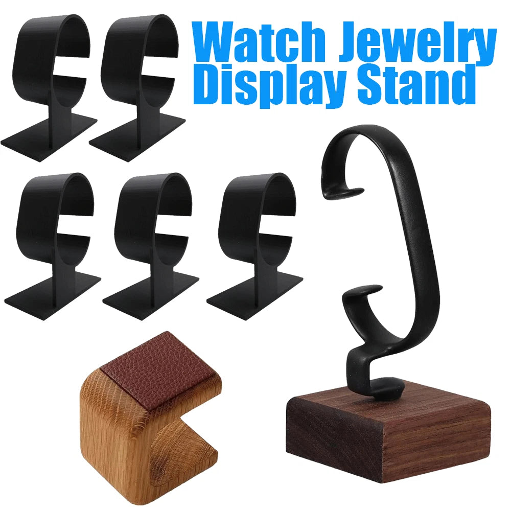 Single Watch Display Stand for Men - Black Plastic Holder