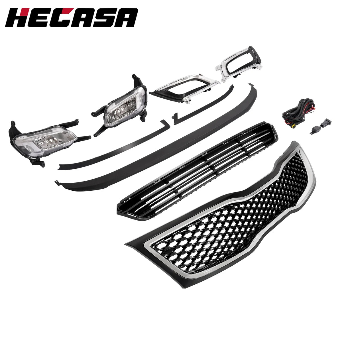 Set of 2 Front Bumper Upper Grille Chrome Trim for Kia Optima (2014–2015)