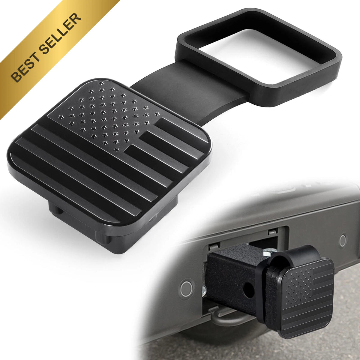 2 Inch Rubber Trailer Hitch Cover for Tow Tube Plug Cap (Black)