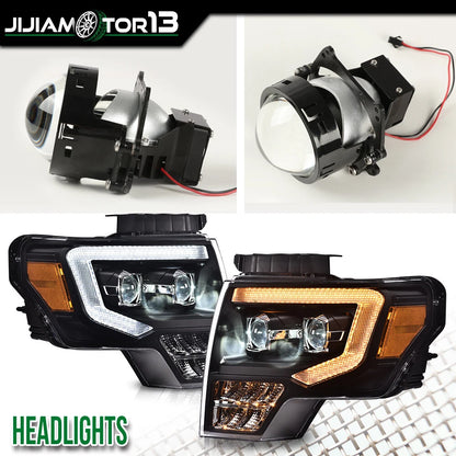 Set of 2 Dual LED Projector Headlights & Tail Lights for Ford F150 (2009–2014)