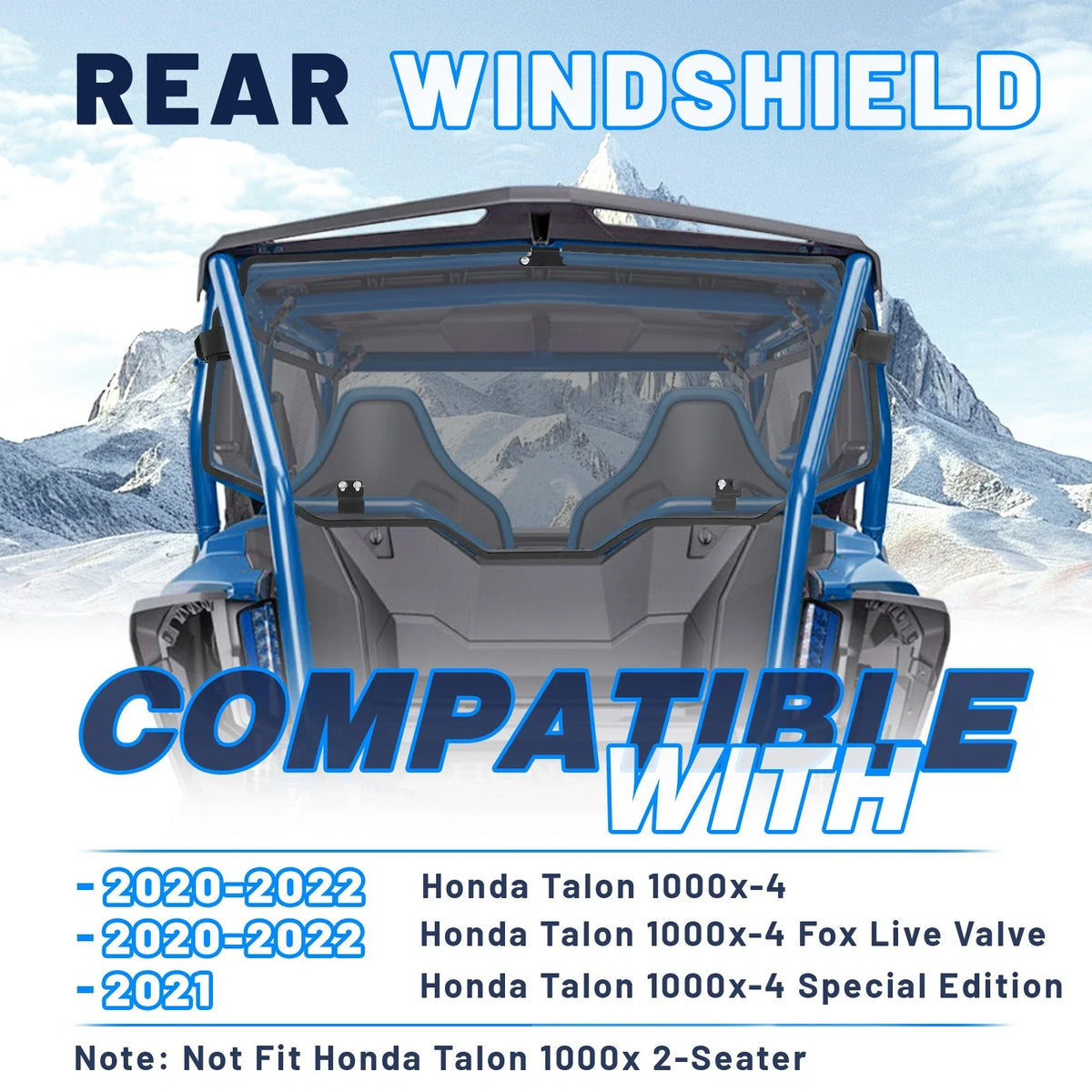 Smoke Rear Windshield for Honda Talon 1000X-4 (2020–2023)