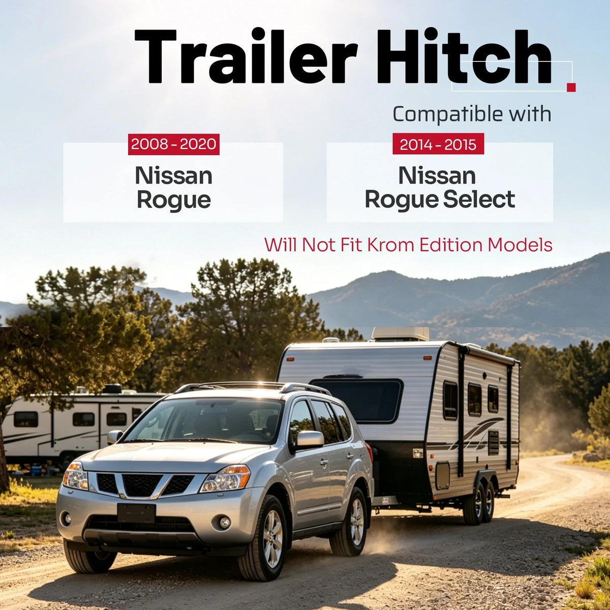 2" Trailer Hitch Receiver for Nissan Rogue (2008–2020) Rogue Select (2014–2015)