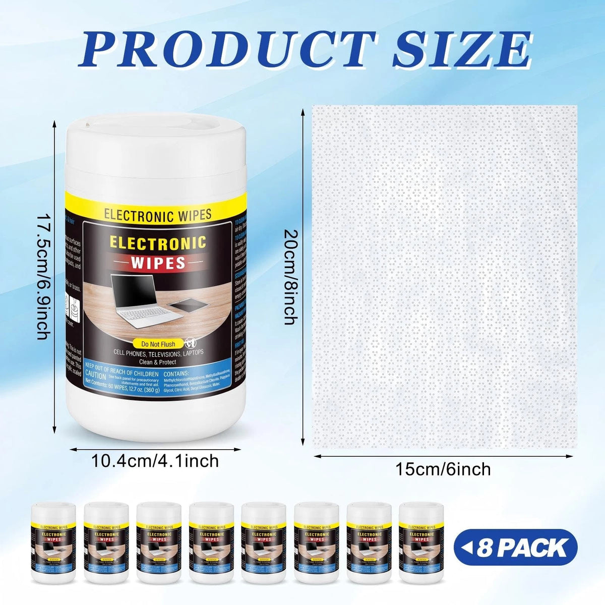 8 Pack Electronic Screen Cleaner Wipes for Computer Laptop